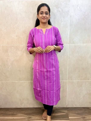 Handloom cotton top (cotton lining) with all over thread weaving butta