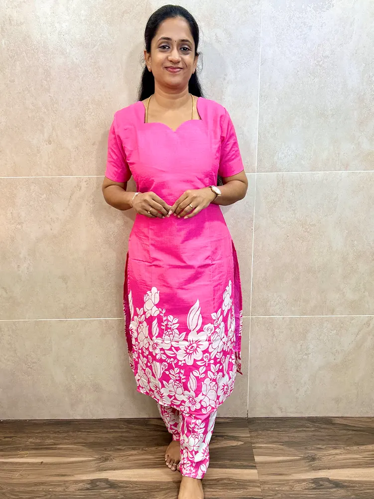 Printed cotton top (cotton lining) paired with cotton bottom (free size)