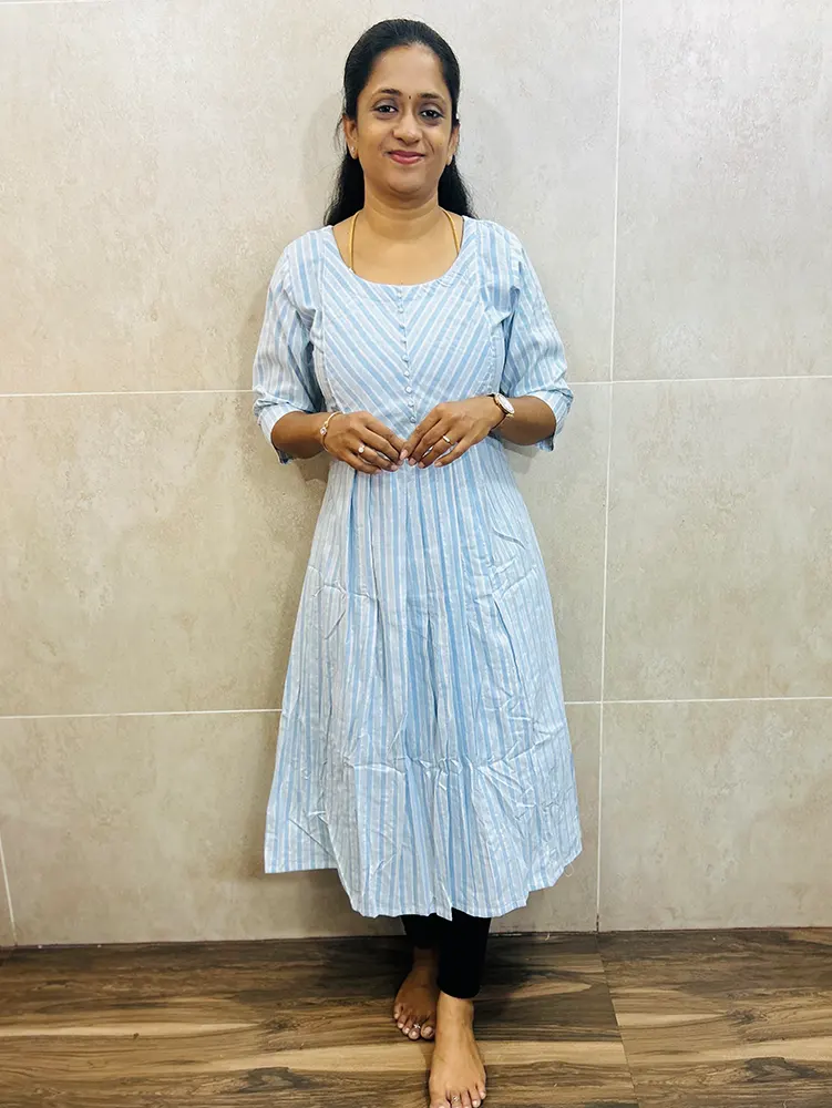Pure cotton top (cotton lining) with potli work on yoke (Aline pattern)