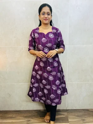 Printed silk cotton top with cotton lining (Aline pattern)