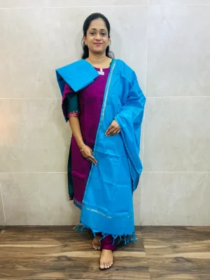 Pure handloom cotton top(cotton lining)paired with handloom cotton dupatta and cotton bottom(free size)