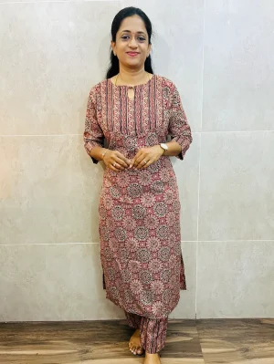 Printed rayon cotton top (cotton lining) paired with rayon cotton bottom