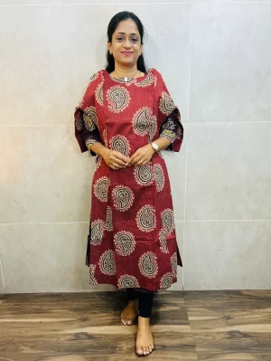 Handblock printed jaipur kantha cotton top with cotton lining(Aline pattern)