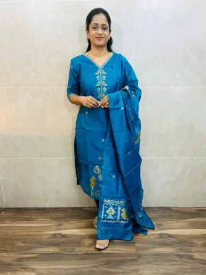 Benarasi silk top(cotton lining) with allover jamdani weaving paired with benarasi silk dupatta