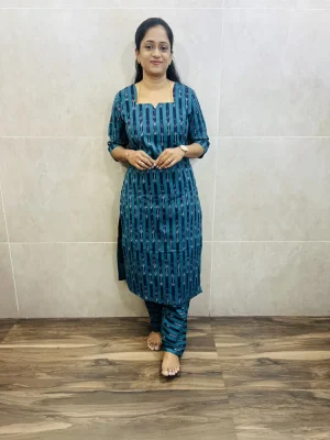 Pure handloom Ikkat cotton top (cotton lining) paired with Ikkat cotton bottom (free size)