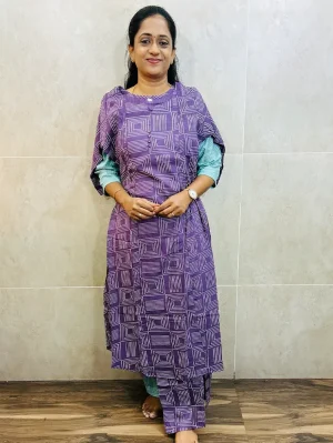 Printed rayon top (1-side pocket) paired with rayon bottom (semi palazzo)