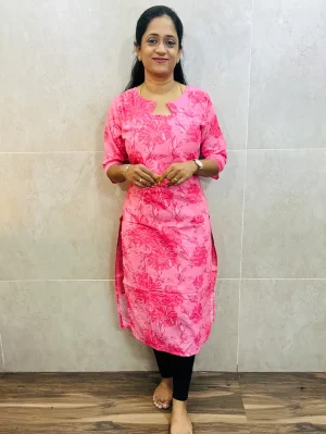 Printed mul cotton top with cotton lining (straight cut)