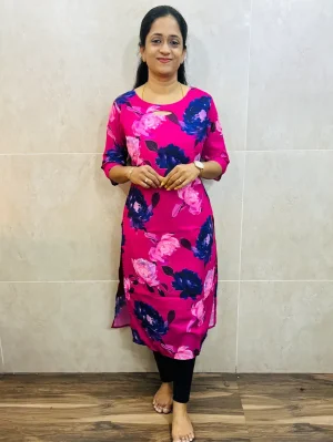 Printed mul cotton top with cotton lining (straight cut)