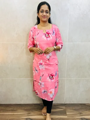 Printed mul cotton top with cotton lining (straight cut)