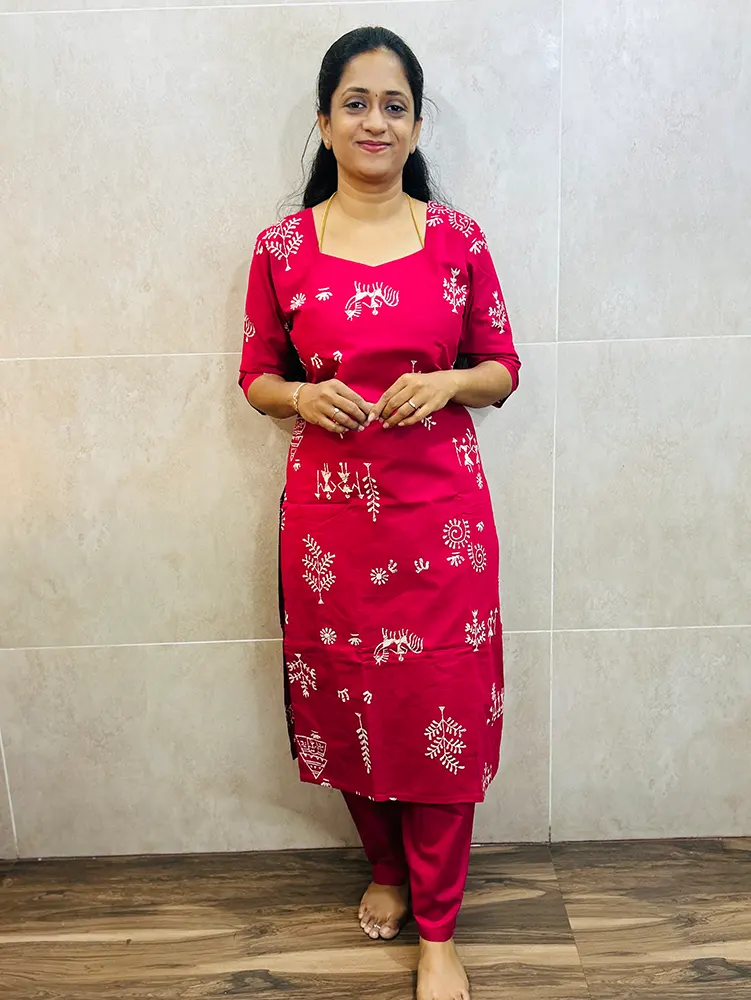 Dabu dyed cotton top (cotton lining) paired with Dabu cotton bottom (free size)