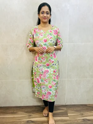 Printed mul cotton top with cotton lining (straight cut)