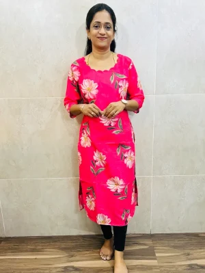 Printed mul cotton top with cotton lining (straight cut)