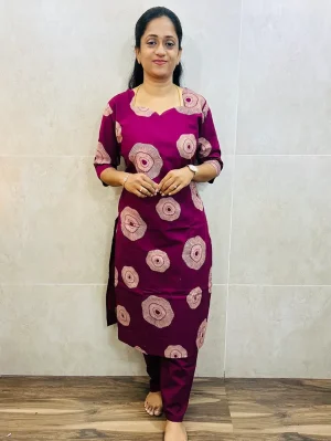 Dabu dyed cotton top (cotton lining) paired with Dabu cotton bottom (free size)