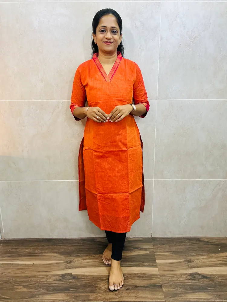 Pure cotton top(cotton lining)with zari woven borders(straight cut)