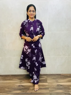 Printed jaipur cotton top with cotton lining(Aline pattern)paired with printed cotton bottom(palazzo style)