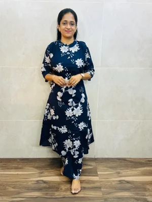 Printed jaipur cotton top with cotton lining(Aline pattern)paired with printed cotton bottom(palazzo style)