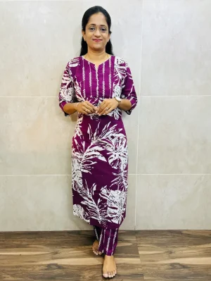 Printed jaipur cotton top(cotton lining)paired with printed cotton bottom(straight cut)