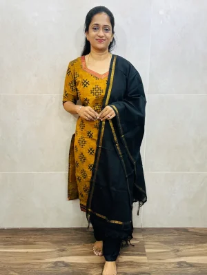 Pure cotton top (cotton lining) paired with cotton dupatta and cotton bottom (free size)