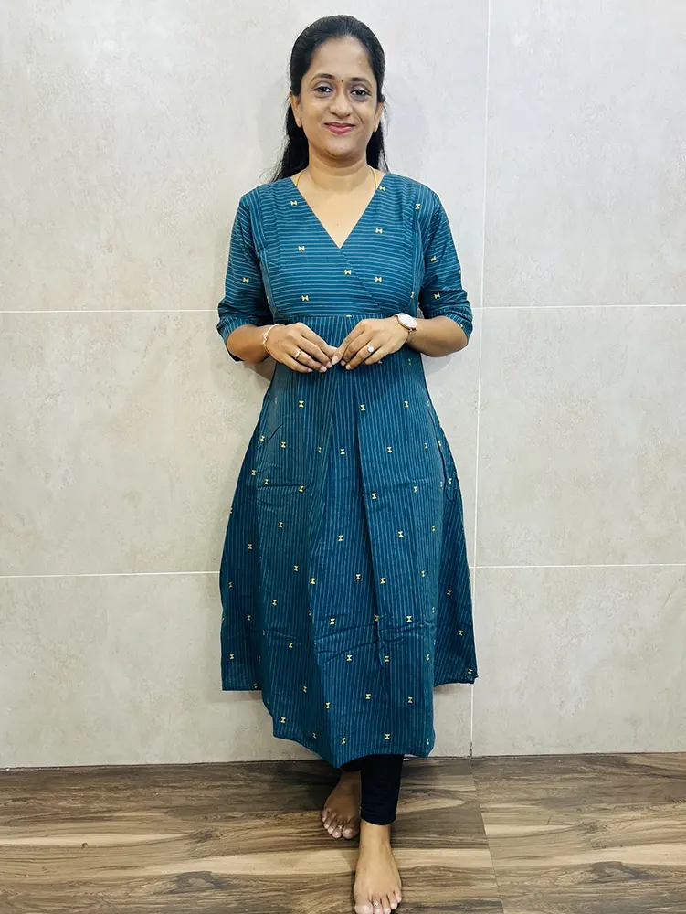 Pure cotton top (cotton lining) with all over thread woven buttas (Aline pattern)