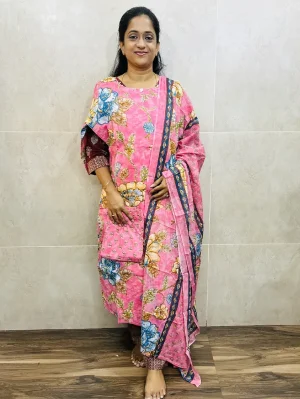 Cotton top (cotton lining) paired with cotton dupatta and cotton bottom (Straight cut)