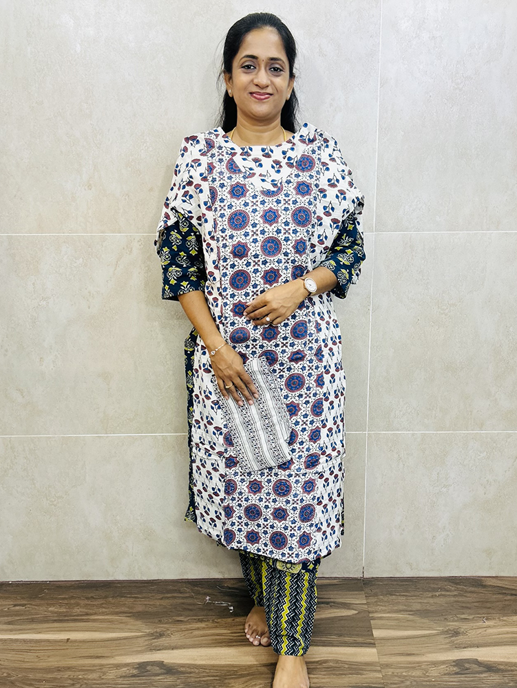 Ajrakh dyed cotton top with ajrakh dyed cotton bottom (Straight cut)