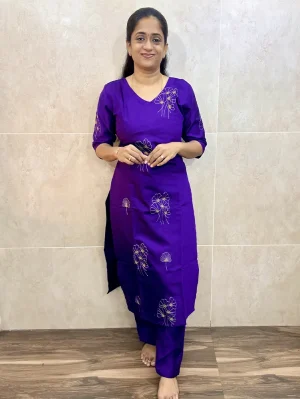 Premium Rayon top (Cotton lining) with embroidery work on top and sleeves with premium Rayon bottom (Free size)