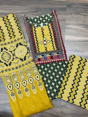 Ajrakh dyed cotton top(cotton lining)paired with printed cotton dupatta and cotton bottom(free size)
