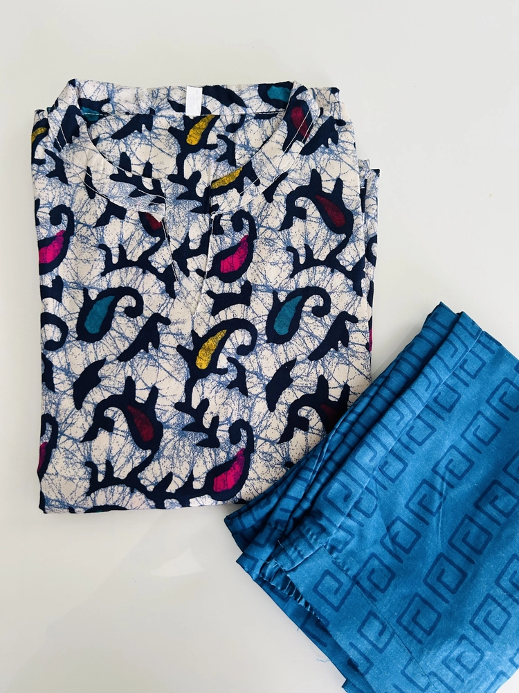 Batik printed cotton rayon top (cotton lining) paired with batik printed rayon bottom (straight cut)