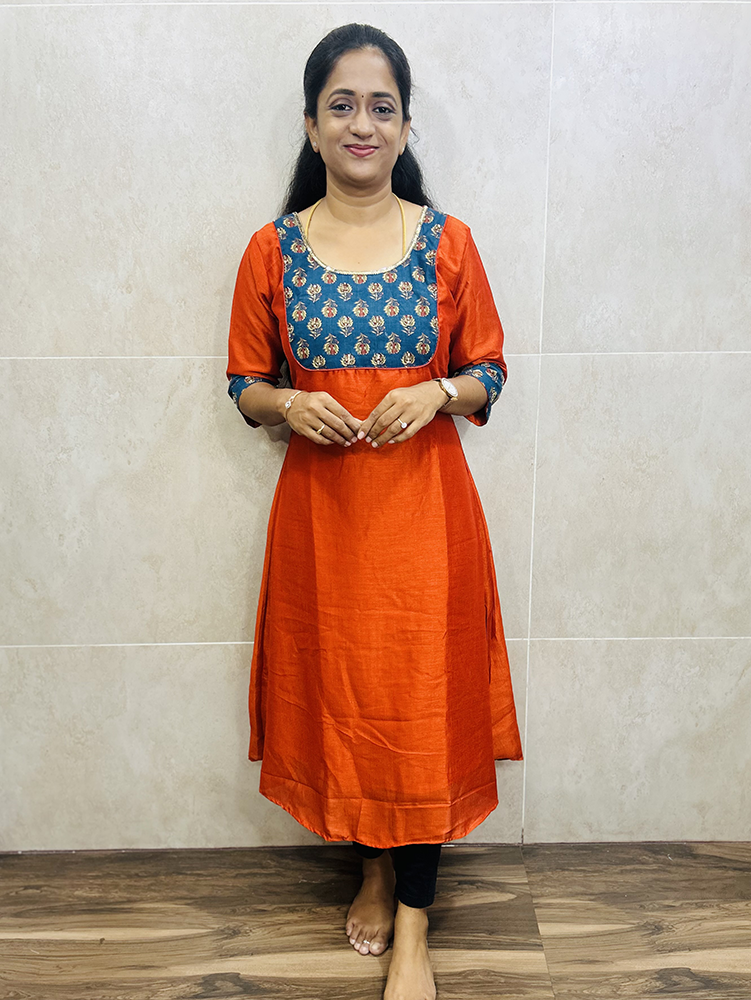 Soft silk top (crepe lining) with hand worked cotton patchwork on yoke and sleeves (Aline pattern)