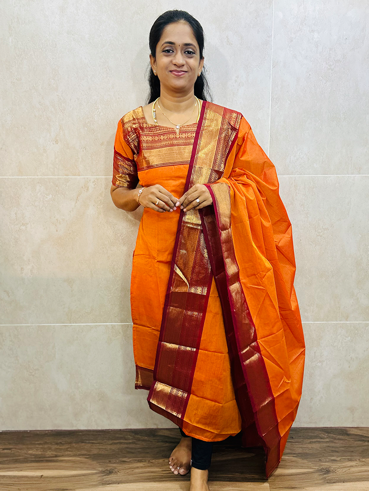 Kanchi cotton top (cotton lining) paired with Kanchi cotton dupatta